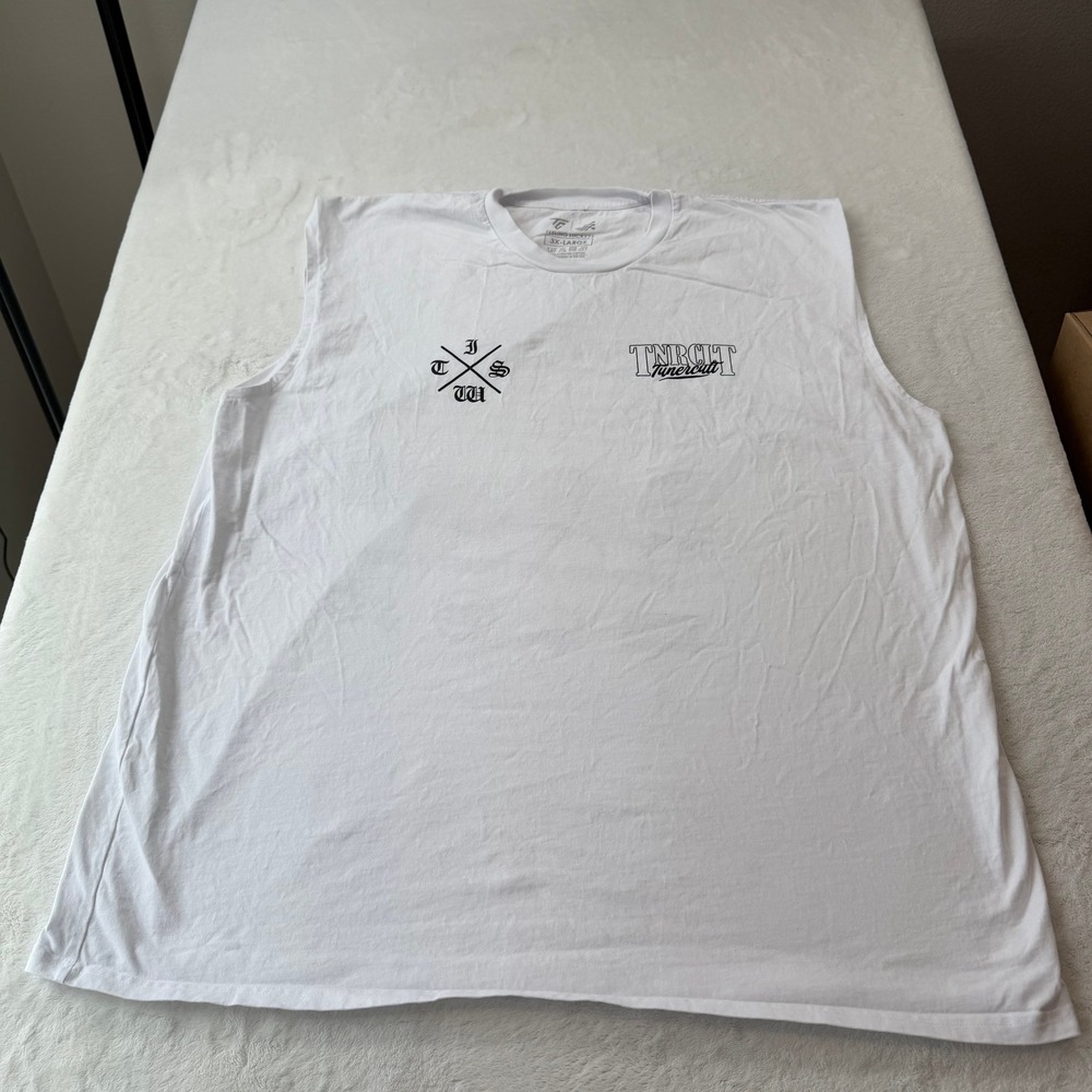 Tunercult‎ Muscle Tank Mens 3XL White Good In Speed We Trust Rose Graphic Tee